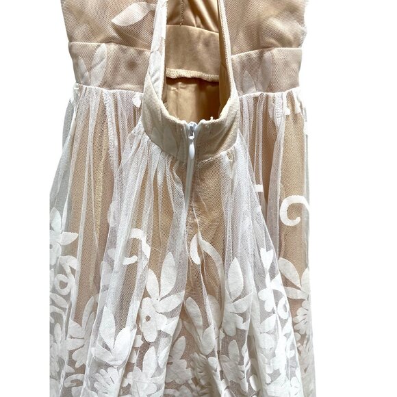 Luxxel Netted Floral Mini Dress White Size M Fairy Bohemian Summer Wedding Cute - Picture 12 of 15